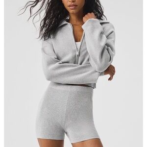 ALO Yoga Scholar Knit Cropped Full Zip Jacket
